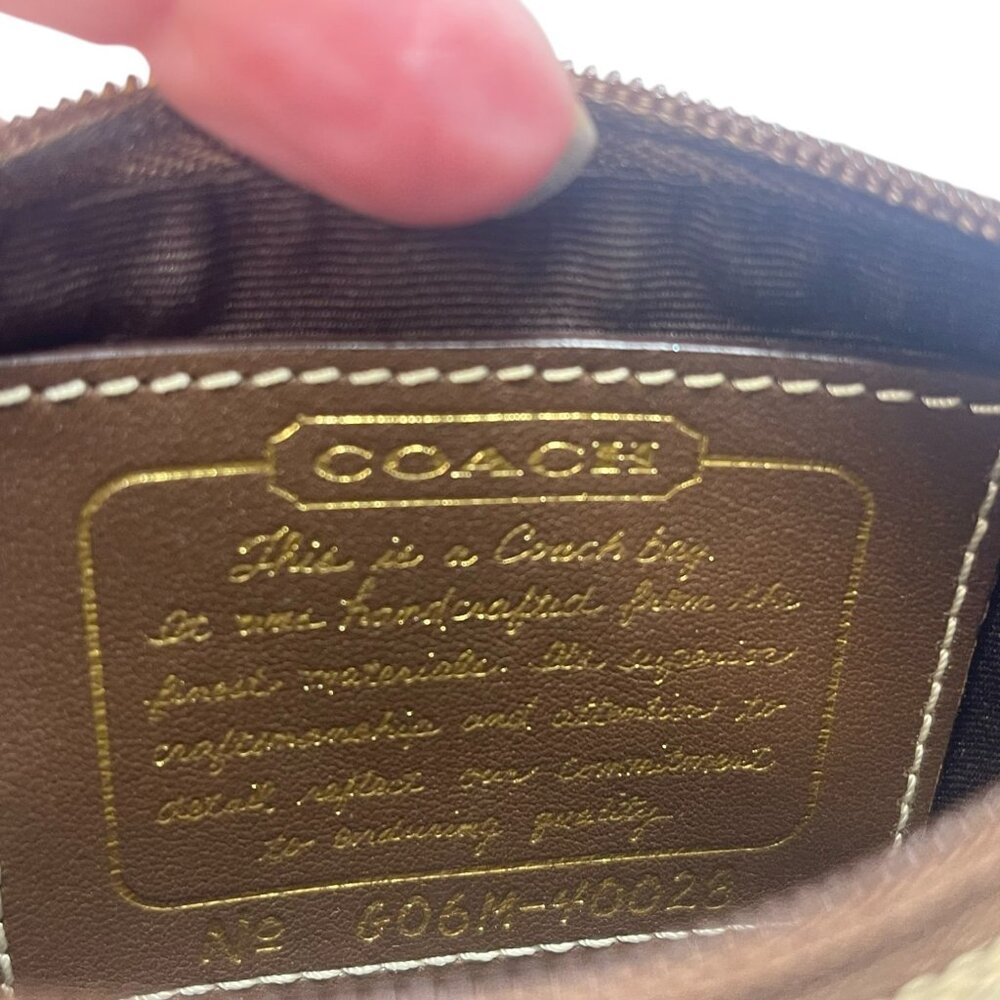 COACH  Brown legacy stripe signature wristlet with leather strap - Picture 10 of 12